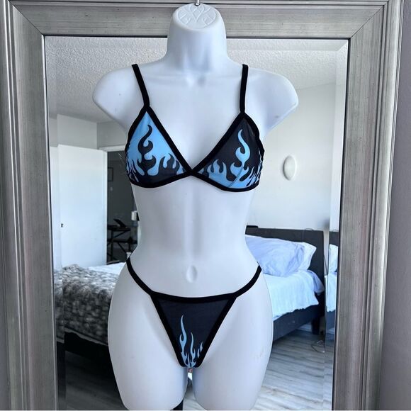 ROMWE Fire Print Mesh Lingerie Set Size S - Picture 1 of 7